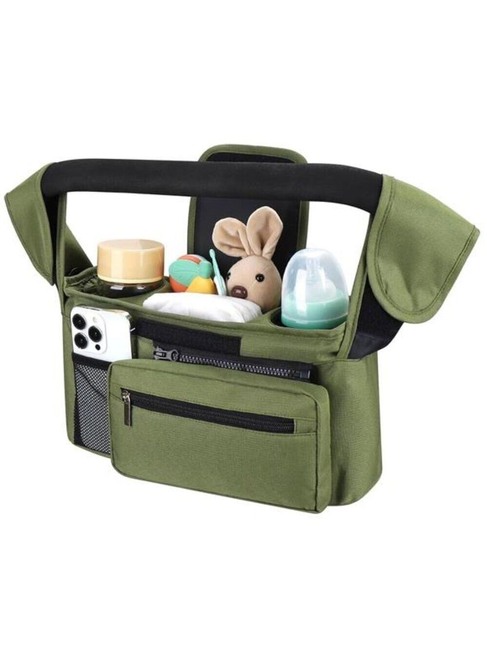 Stroller Organizer Bag with Cup Holders Detachable Phone Bag and Shoulder Strap